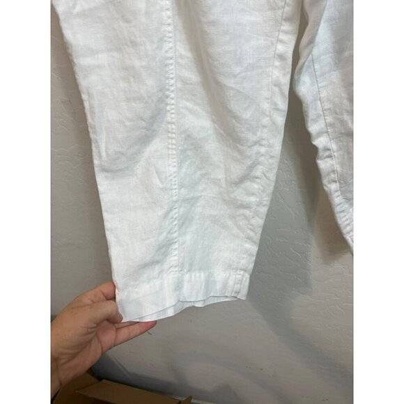 Tommy Bahama Sz 16 White 100% Linen Pants With Adjustable Tie Waist - Picture 4 of 9